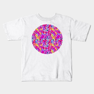 Pink, Purple and Yellow Doodle Dash Kids T-Shirt